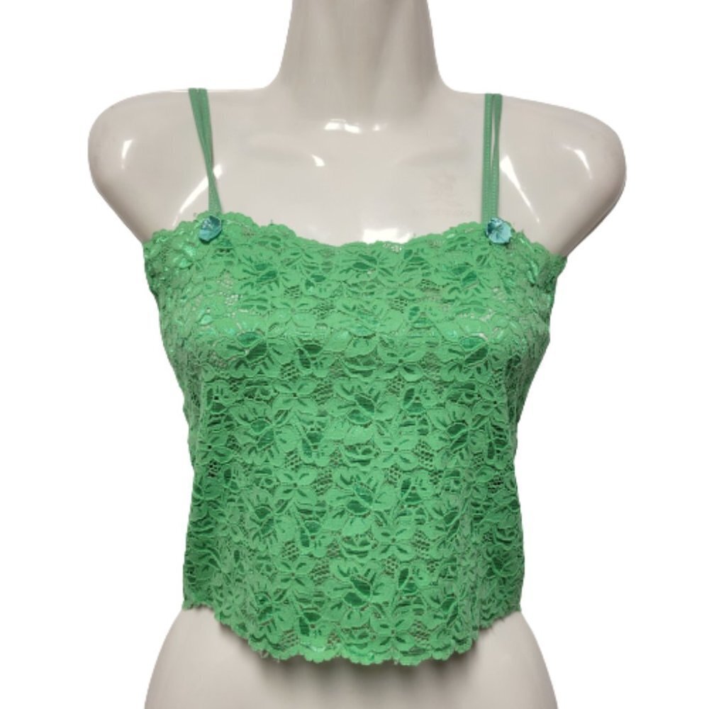 Girls Teens Green Lace Top Petite Women Crop Top Short Camisole